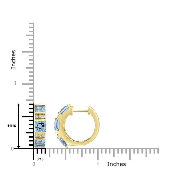 2.78ct Aquamarine Earrings with 0.13tct Diamond set in 18K Yellow Gold