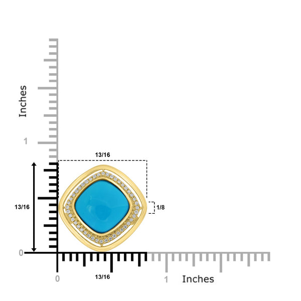 6.81ct Turquoise Rings with 0.18tct Diamond set in 18K Yellow Gold