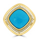 6.81ct Turquoise Rings with 0.18tct Diamond set in 18K Yellow Gold