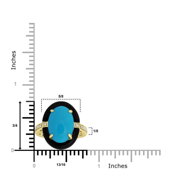 4.41ct Turquoise Rings with 0.12tct Diamond set in 18K Yellow Gold