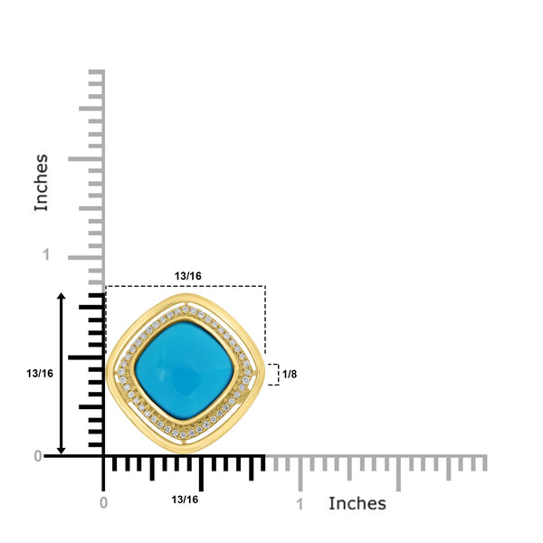 5.55ct Turquoise Rings with 0.16tct Diamond set in 18K Yellow Gold