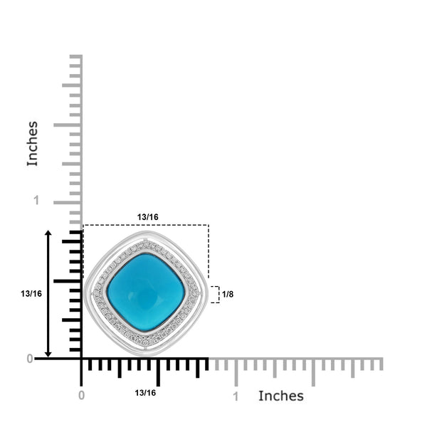 6.97ct Turquoise Rings with 0.19tct Diamond set in 18K White Gold