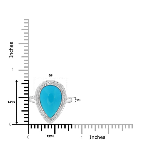 4.41ct Turquoise Rings with 0.17tct Diamond set in 18K White Gold