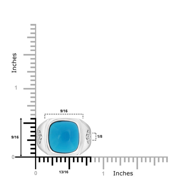 7.35ct Turquoise Rings with 0.23tct Diamond set in 18K White Gold