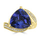 7.58ct Tanzanite Rings with 0.21tct Diamond set in 18K Yellow Gold