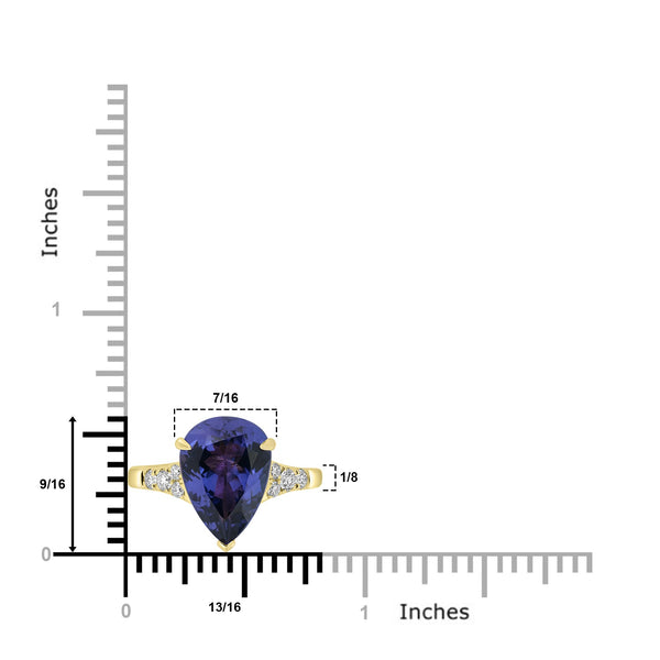 4.21ct Tanzanite Rings with 0.26tct Diamond set in 18K Yellow Gold