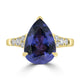 4.21ct Tanzanite Rings with 0.26tct Diamond set in 18K Yellow Gold