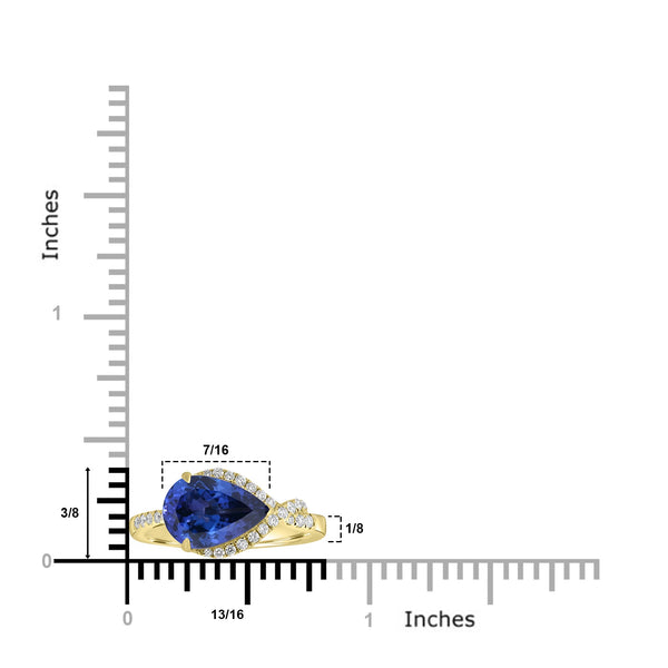 2.29ct Tanzanite Rings with 0.18tct Diamond set in 18K Yellow Gold