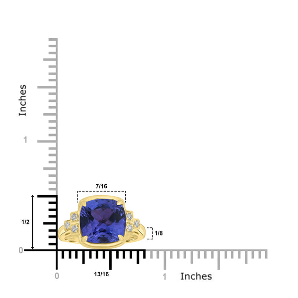 5.23ct Tanzanite Rings with 0.11tct Diamond set in 18K Yellow Gold