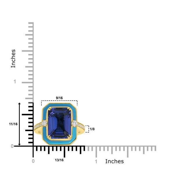 5.98ct Tanzanite Rings with 0.18
tct Diamond set in 18K Yellow Gold