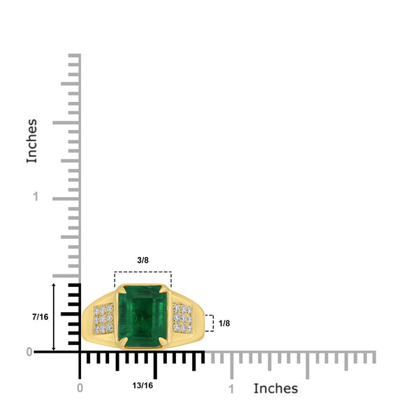 2.93ct Emerald Rings with 0.28tct Diamond set in 18K Yellow Gold