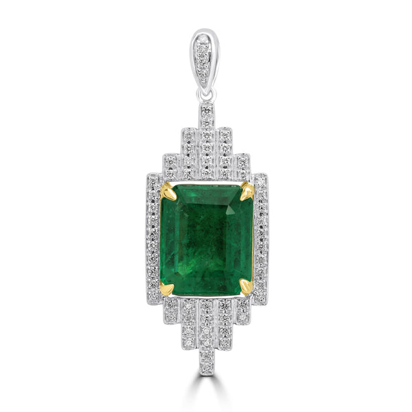 4.8ct Emerald Pendants with 0.27tct Diamond set in 18K Two Tone Gold