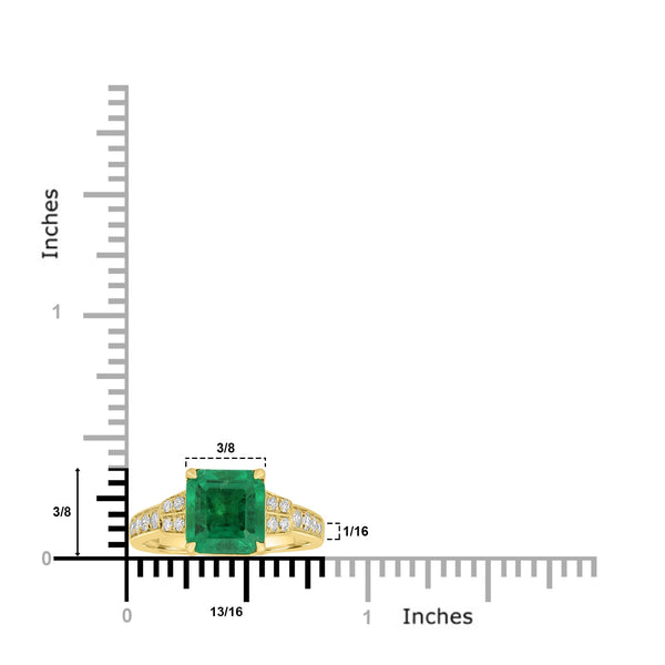 2.51ct Emerald Rings with 0.2tct Diamond set in 18K Yellow Gold