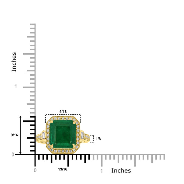 3.8ct Emerald Rings with 0.23tct Diamond set in 18K Yellow Gold