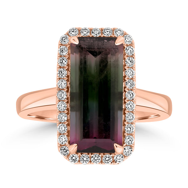 4.52ct Tourmaline Rings with 0.28tct Diamond set in 18K Rose Gold