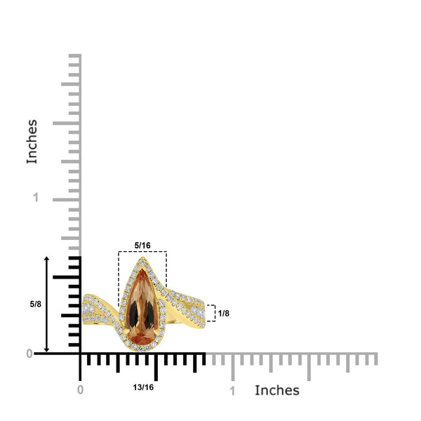 1.71ct Imperial Topaz Rings with 0.66tct Diamond set in 18K Yellow Gold