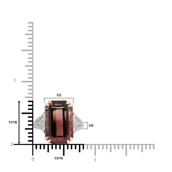 13.45ct Tourmaline Rings with 0.14tct Diamond set in 18K Two Tone Gold