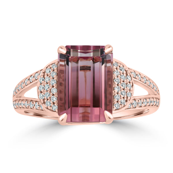 3.63ct Tourmaline Rings with 0.2tct Diamond set in 18K Rose Gold