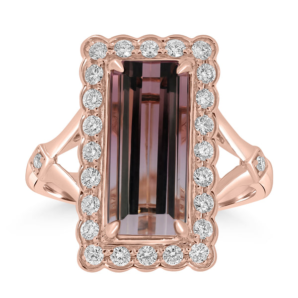 4.25ct Tourmaline Rings with 0.45tct Diamond set in 18K Rose Gold