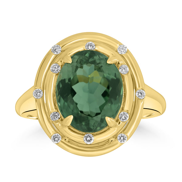 4.24ct Tourmaline Rings with 0.12tct Diamond set in 18K Yellow Gold