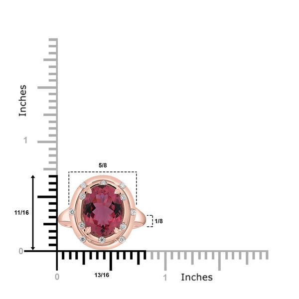 3.42ct Tourmaline Rings with 0.12tct Diamond set in 18K Rose Gold