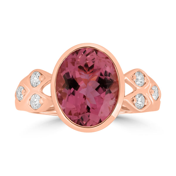 2.98ct Tourmaline Rings with 0.24tct Diamond set in 18K Rose Gold