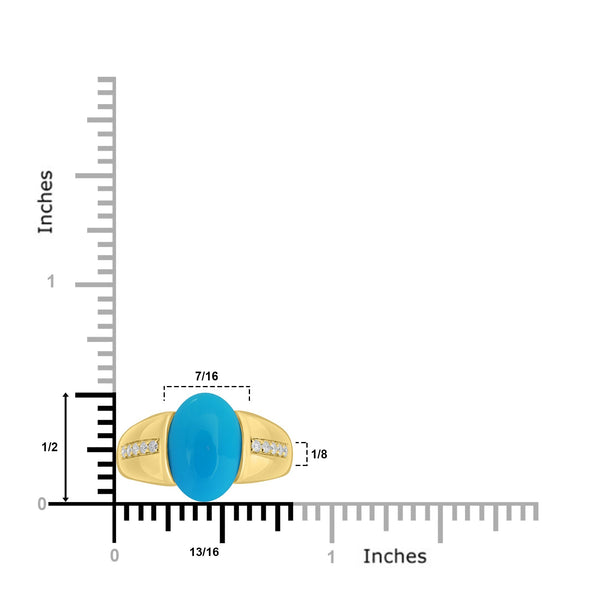 3.88ct Turquoise Rings with 0.15tct Diamond set in 18K Yellow Gold