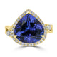 7.64ct Tanzanite Rings with 0.47tct Diamond set in 18K Yellow Gold