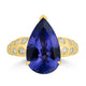 4.7ct Tanzanite Rings with 0.22tct Diamond set in 18K Yellow Gold