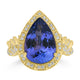 6.87ct Tanzanite Rings with 0.47tct Diamond set in 18K Yellow Gold