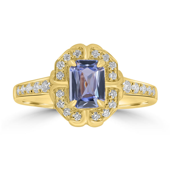 0.79ct Sapphire Rings with 0.25tct Diamond set in 18K Yellow Gold