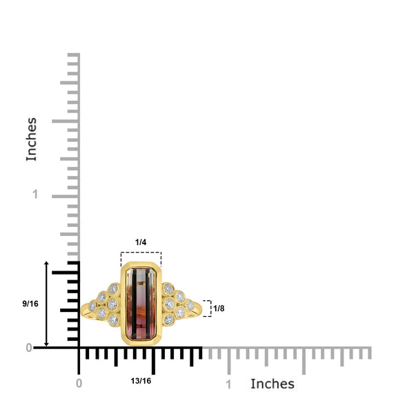 1.87ct Tourmaline Rings with 0.26tct Diamond set in 18K Yellow Gold