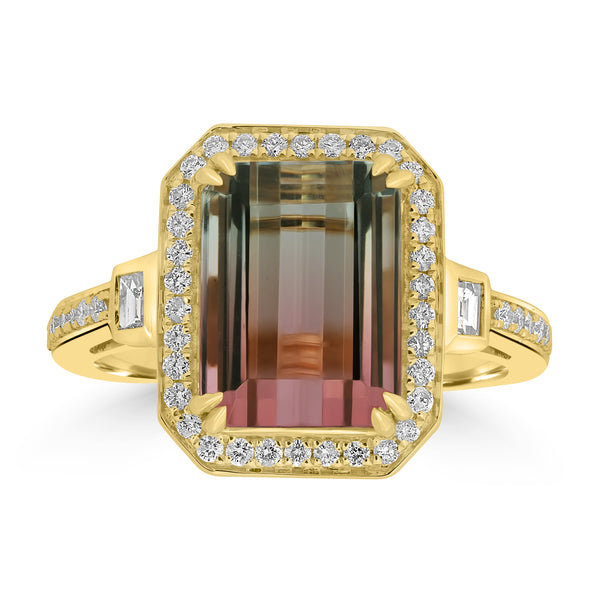 5.02ct Tourmaline Rings with 0.35tct Diamond set in 18K Rose Gold