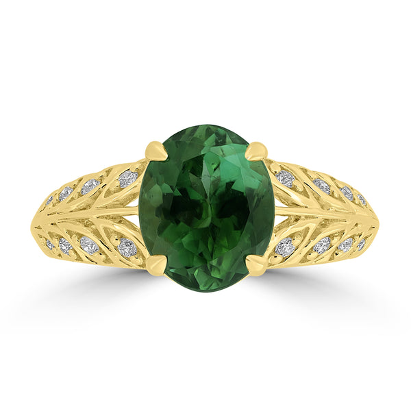 2.69ct Tourmaline Rings with 0.13tct Diamond set in 18K Yellow Gold