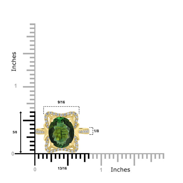 3.48ct Tourmaline Rings with 0.32tct Diamond set in 18K Yellow Gold