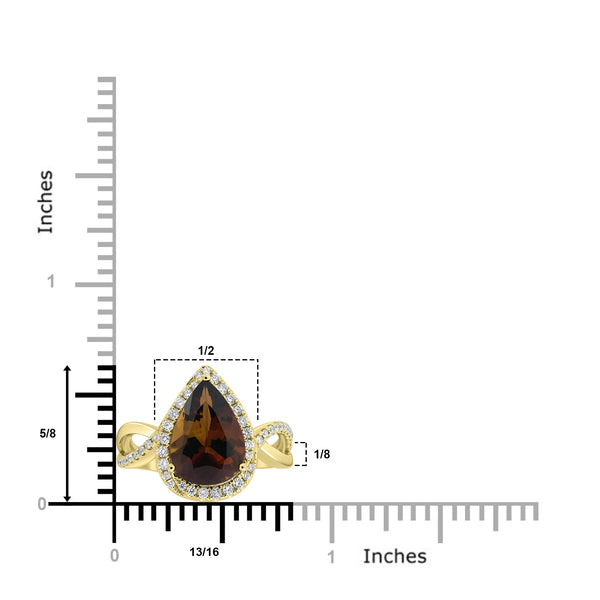 3.01ct Tourmaline Rings with 0.297tct Diamond set in 18K Yellow Gold