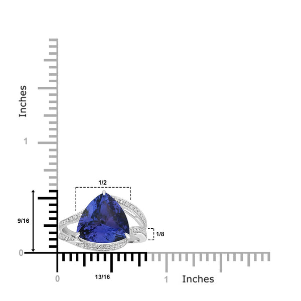 5.23ct Tanzanite Rings with 0.144tct Diamond set in 18K White Gold