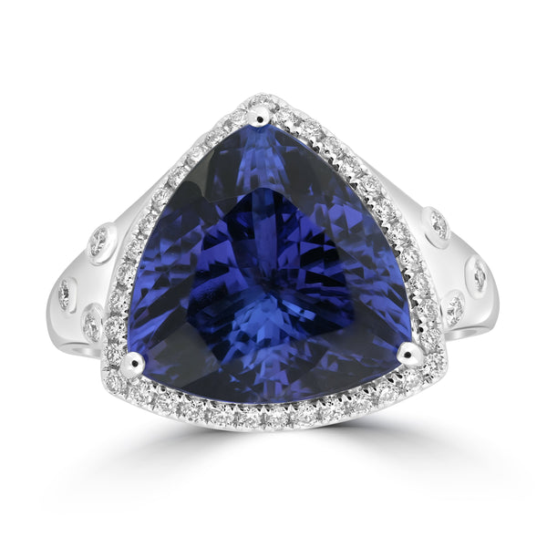 8.49ct Tanzanite Rings with 0.256tct Diamond set in 18K White Gold