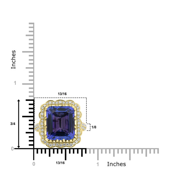 8.52ct Tanzanite Rings with 0.57tct Diamond set in 18K Yellow Gold