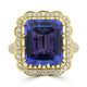 8.52ct Tanzanite Rings with 0.57tct Diamond set in 18K Yellow Gold