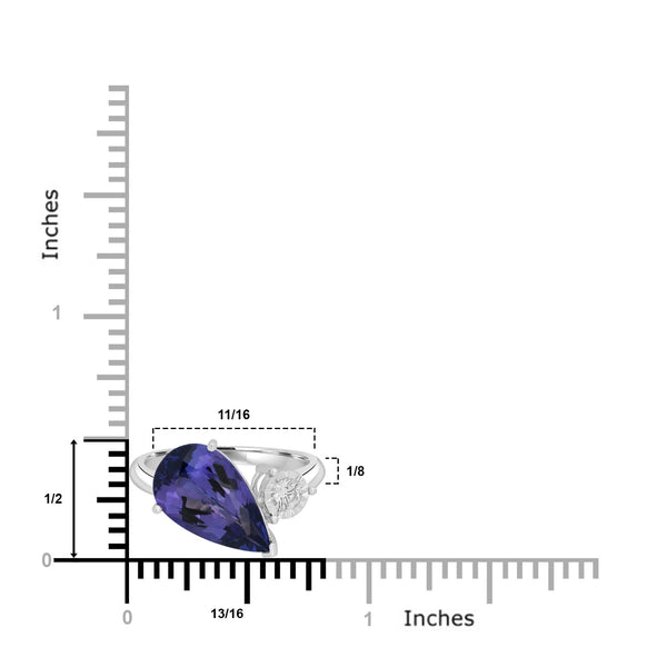 4.22ct Tanzanite Rings with 0.145tct Diamond set in 18K White Gold