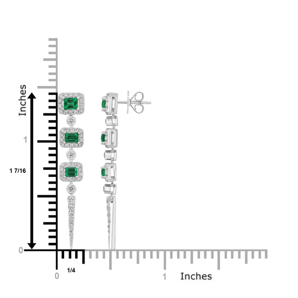 0.62ct Emerald Earrings with 0.524tct Diamond set in 18K White Gold