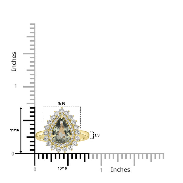 2.07ct Sapphire Rings with 0.789tct Diamond set in 18K Yellow Gold