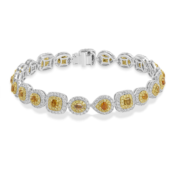 2.45ct Orange Diamond Bracelets with 3.51tct Diamond set in 18K Two Tone Gold