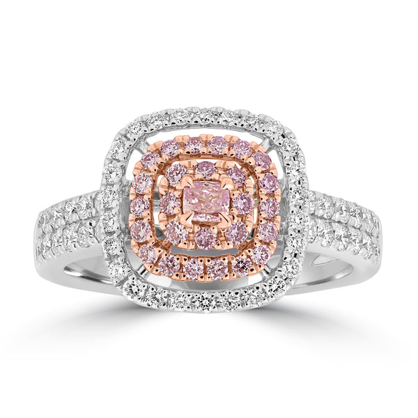 0.09ct Pink Diamond Rings with 0.79tct Diamond set in 18K Two Tone Gold