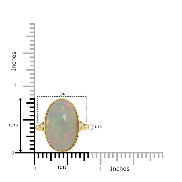 8.2ct Opal Rings with 0.028tct Diamond set in 14K Yellow Gold