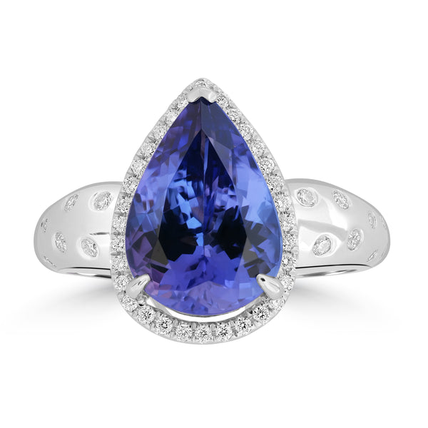 4.28ct Tanzanite Rings with 0.263tct Diamond set in 14K White Gold