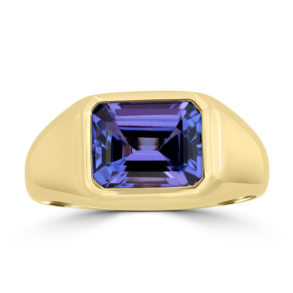 3.73ct Tanzanite Rings with -tct - set in 14K Yellow Gold