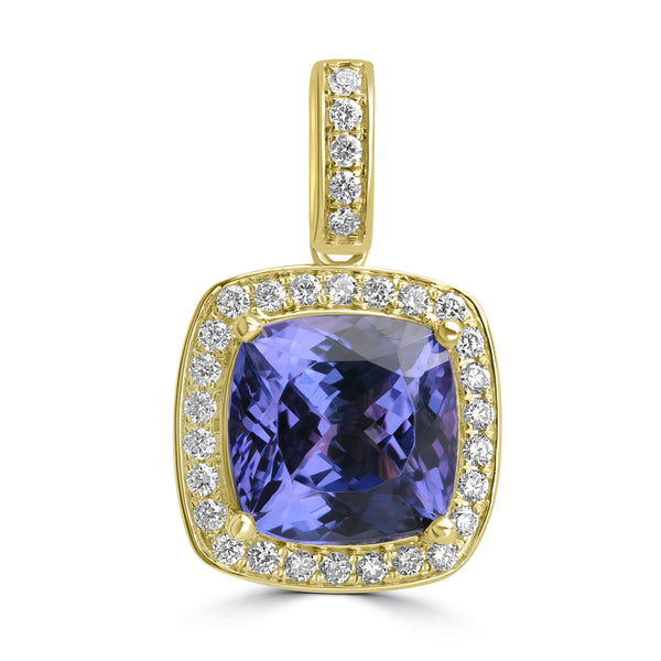 5.74ct Tanzanite Pendants with 0.37tct Diamond set in 14K Yellow Gold