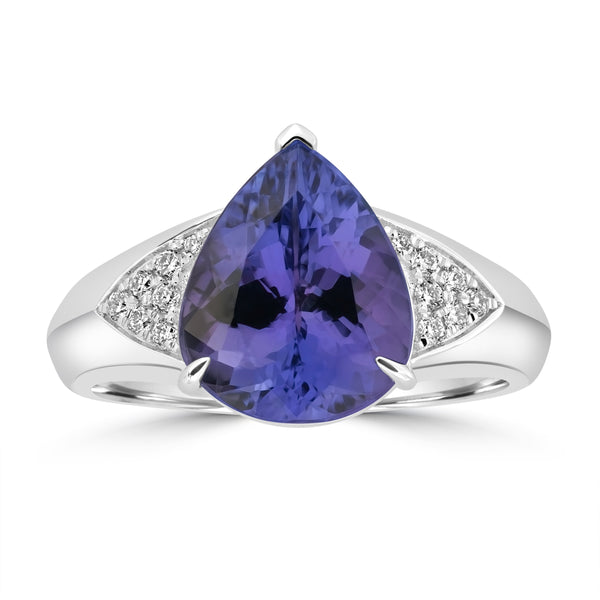 4.56ct Tanzanite Rings with 0.13tct Diamond set in 14K White Gold